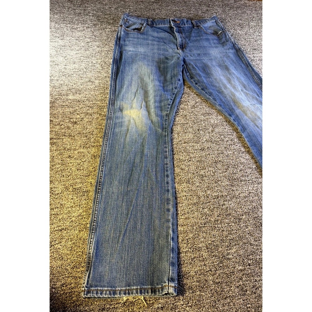 Wrangler Retro Relaxed Boot Jeans Mens 38x36 Blue Whiskered Denim Cotton Stretch - Picture 7 of 15